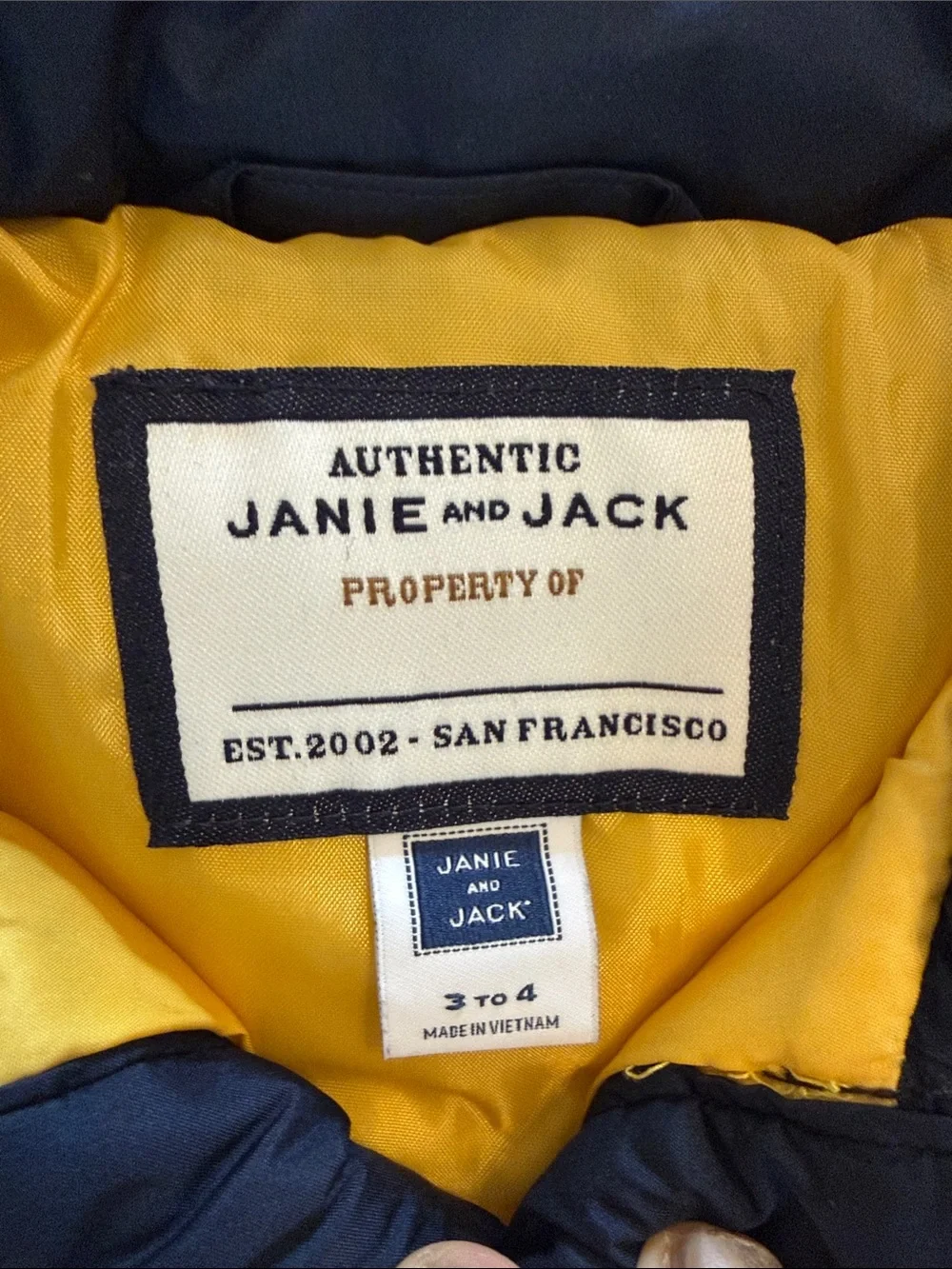 Janie and Jack Yellow and Navy Colorblock Puffer Vest